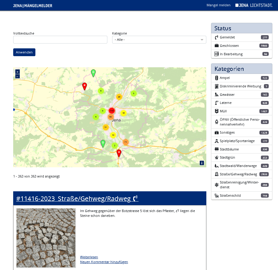 Mängelmelder 2.0 der Stadt Jena startet am 28.&nbsp;November