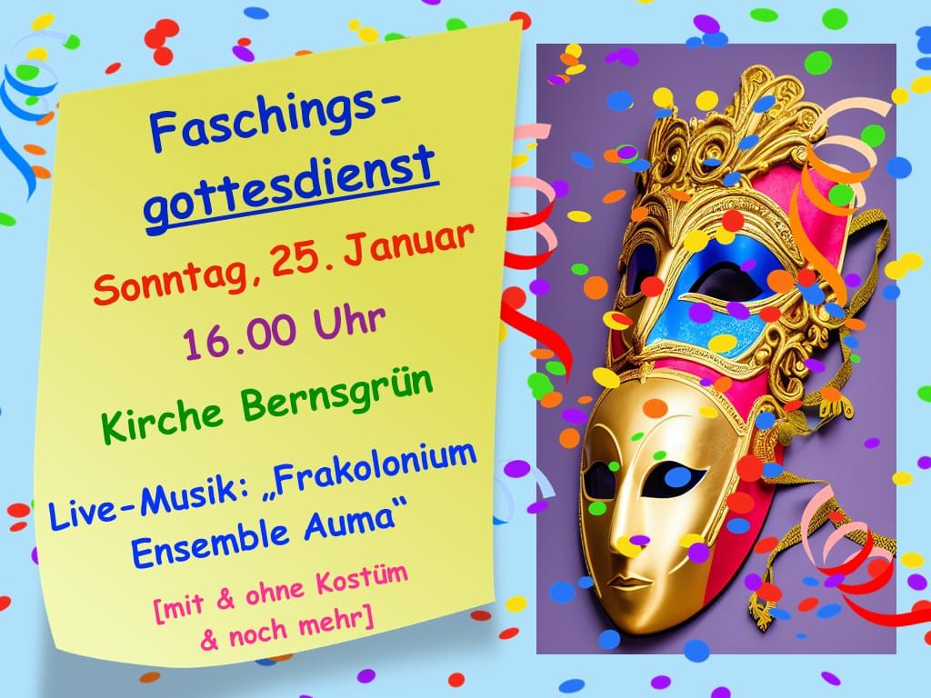 Einladung zum zweiten Faschingsgottesdienst